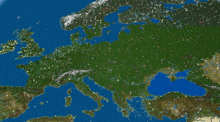 Scale Map of the Earth in Minecraft 